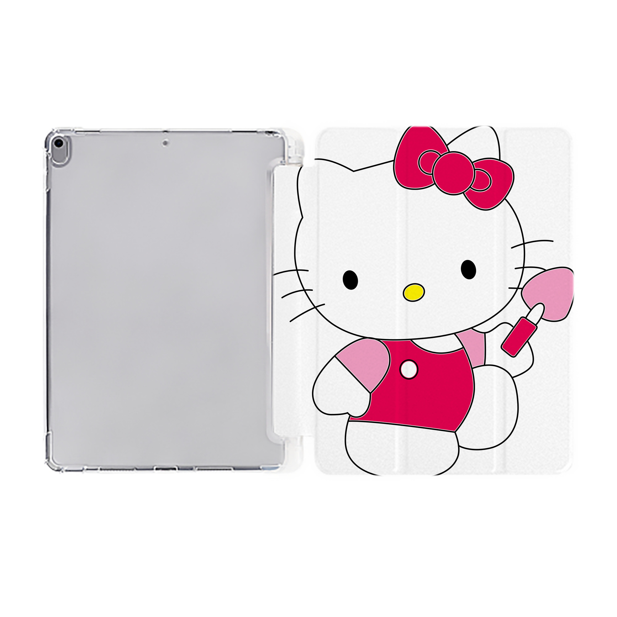 （画像用） Hello Kitty ハローキティ IPad ケース ペン収納付き 三つ折りスタンド PUレザー×シリコン 対応機種9.5/10.5/10.9インチ